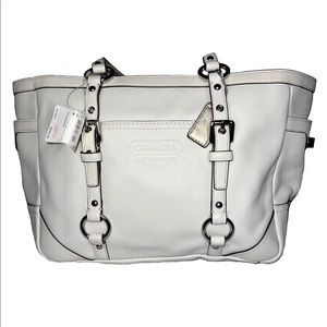 Coach Satchel/Tote Ivory & Gold Leather Satchel